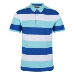 Regatta Heren Maxen Stripe Poloshirt (Antigua Blauw)