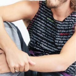 Heren Yoga T-shirt Premium Katoen, Heren Yoga Tanktop Mantra Bedrukt, Geborduurd -Regatle Winkel heren yoga t shirt premium katoen heren yoga tanktop mantra bedrukt geborduurd 3