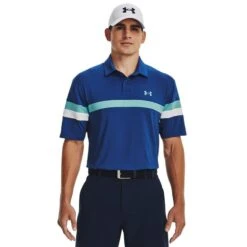 Under Armour T2G Blocked Golfpolo Voor Heren Blauw Mirage White Glacier Blue