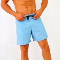 Zwembroek Heren White Tip Licht Blauw